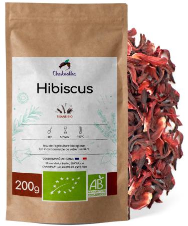 Chabioth Chabioth - Organic Dried Hibiscus Flowers 200g (Bissap Karkad ) - packaged in France - biodegradable bag