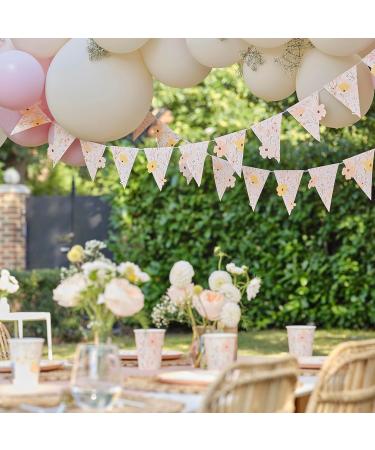 Ginger Ray Pink Floral Bunting Flag - 5m Pennant Decoration for Parties & Events - International Shipping Available - Buy Online on GoSupps.com