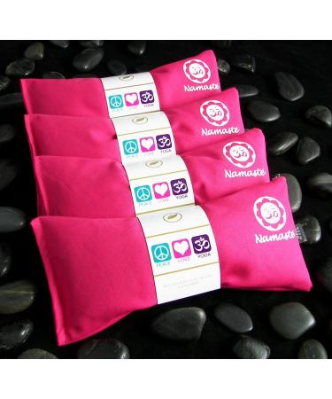 Happy Wraps Namaste Lavender Yoga Eye Pillows - Hot Cold Aromatherapy for Stress  Meditation  Spa  Relaxation Gifts - Set of 4 - Pink Cotton