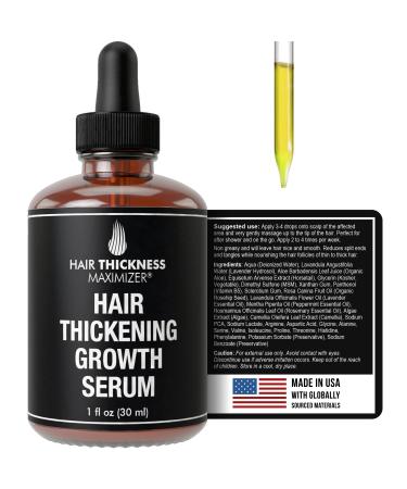 Hair Growth Serum + Lash Serum For Hair Thickening + Moisturizing. Vegan Hair Growth Oil for Eyelash and Scalp Treatment For Women  Men with Dry  Frizzy  Weak Hair  Hair Loss. With Peppermint Oil 1oz 1 Fl Oz (Pack of 1)
