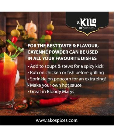 Cayenne Pepper Powder 1 KG - Hottest All Purpose Seasoning - Ground Chilli Taco Spice - Premium Quality Vegan Seasoning - Buy Online on GoSupps.com