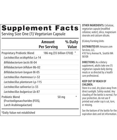 Amazon Basics Probiotic 35 Billion CFU, 8 Probiotic Strains with Prebiotic Blend, Supports Healthy Digestion, 30 Vegetarian Capsules, 1 Month Supply (Previously Solimo) 30 Count (Pack of 1) - Buy Online on GoSupps.com
