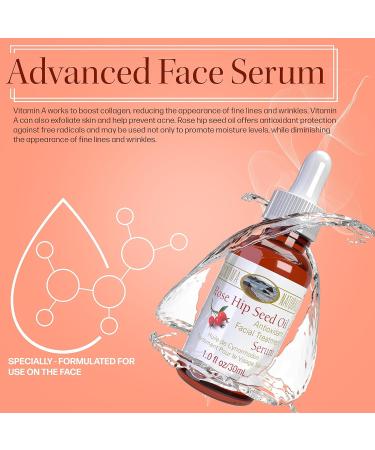 Rosehip Oil Facial Serum - Anti-Oxidant Rich Pore Minimizer | Skin Moisturizing Face Oil for All Skin Types - 1.0 Fl Oz/30ml - Buy Online on GoSupps.com