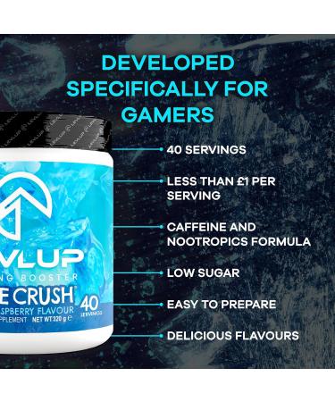 LevlUp Blue Crush Gaming Booster Energy Focus and Concentration Drink Powder for Gamers with Taurine Caffeine L-Tyrosine and Vitamin B12 Blue Raspberry Flavour 320 g 40 Servings - Buy Online on GoSupps.com