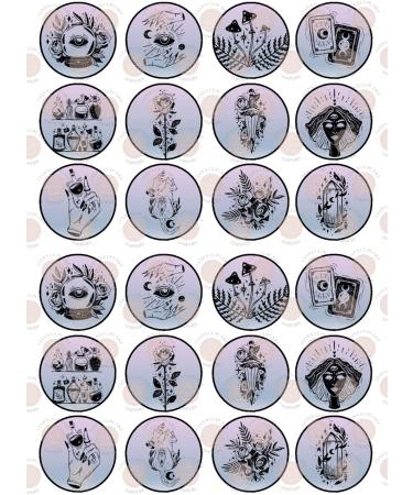 24 Celestial Magick Theme #1 Edible Premium Thickness SWEETENED Vanilla Wafer Rice Paper Discs Cupcake Toppers/Decorations - Buy Online on GoSupps.com