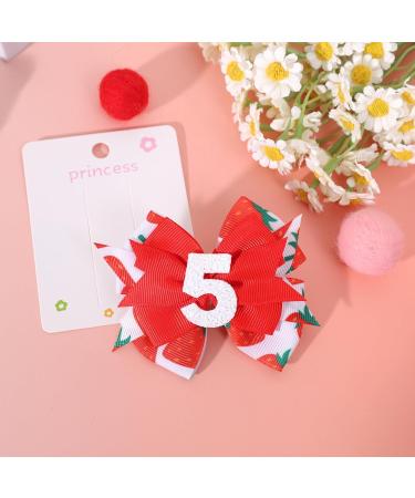 Strawberry Bow Hair Clips - Girls 5th Birthday Party Decoration Berry Sweet 5th Birthday Bow Hair Clips Sweet Girls Red Bow Hair Accessories (StrawberryBow5) - Buy Online on GoSupps.com