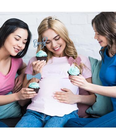 36 PCS Boy or Girl Cupcake Toppers Bow Tie Cupcake Picks Glitter Pink and Blue Cake Topper for Gender Reveal Baby Shower Kids Birthday Party Decorations Supplies - Buy Online on GoSupps.com