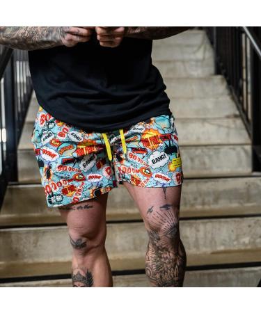 Combat Iron V3 Men's Performance Training Shorts - 5.5 Inseam, Moisture-Wicking 4-Way Stretch Fabric, Multiple Pockets - Comic Book Medium - Buy Online on GoSupps.com