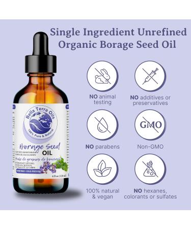 Bella Terra Oils Borage Seed Oil. 120ml. 100% Pure. Cold-pressed. Unrefined. PA-free. Hexane-free. Rich in GLA. Natural Moisturizer for Skin Hair. 120 ml (Pack of 1) - Buy Online on GoSupps.com