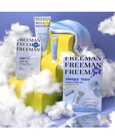 FREEMAN Sleepy Time Facial Mask Kit - 4 Piece Set with Eye Mask & Overnight Moisturizer for Tired Eyes & Skin | Includes Satin Sleep Mask | Ideal for Sleep Routine and Skin Care - Buy Online on GoSupps.com