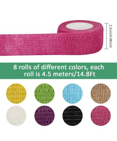 8 Roll Self Adhesive Bandage Colorful Vet Wrap for Dogs Cats Bird Elastic Wrap Bandages for Medical Sports Non-sticky Hair Bandage Tape 2.5cm *4.5m - Buy Online on GoSupps.com