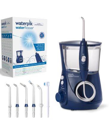 Waterpik Ultra Professional Waterflosser Fixed mouth shower with 7 attachments printing area of 0.7-7 bar can be adjusted via 10 pressure settings integrated timer blue (WP-663EU)