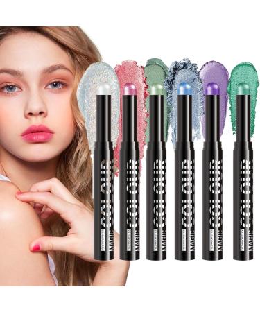 Cream Eyeshadow Stick | Brightening Eye Pencil - 6 Shaded Sticks Waterproof for Travel Daily Cosmetics and Holiday Gifts - Buy Online on GoSupps.com