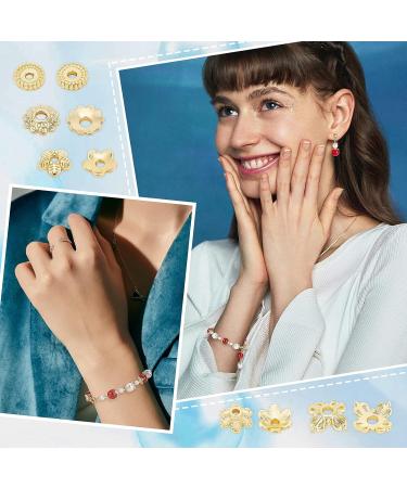 PandaHall 144pcs 24K Gold Plated Flower Bead Caps - 12 Styles Brass End Caps for DIY Jewelry Crafts - Buy Online on GoSupps.com