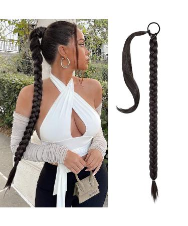 KARLOR Ponytail Hair Extensions 80 cm with Hair Scrunchie Natural Synthetic Hair Braids Hair Extensions for Braiding Long Ponytail Brown Hairpiece for Women