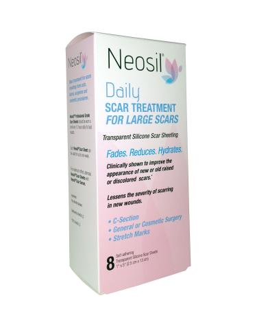 Neosil NEO-0203 Transparent Silicone Scar Sheeting for C-Section and Large Scars 1 x 5 (Pack of 8)