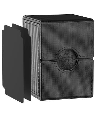 MIXPOET Deck Box for MTG Commander Cards Trading Card Case with 2 Dividers per Holder Large Size for 100+ Cards (Black)