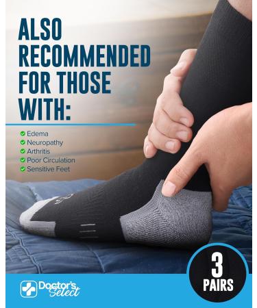 Shop Doctor's Select Bamboo Viscose Diabetic Socks for Men | 3 Pairs Crew Neuropathy Socks | Large Black Men's Diabetic Socks - Comfort & Style - Buy Online on GoSupps.com