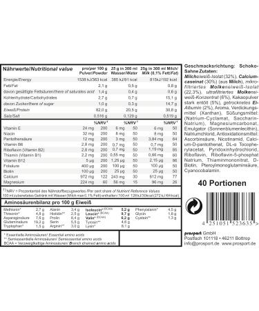 Prosport Proti Power 90 Chocolate Cream 1000g - Premium Protein Shake with 5 Protein Sources 10 Vitamins BCAAs & EAAs - 40 Portions - International Shipping Available - Buy Online on GoSupps.com