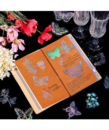 180 Pcs Holographic Flower and Butterfly Sticker Set - Waterproof Plant Decor Decals for Scrapbooking, Journal, Laptop - Glitter Adhesive Stickers for Planner, Water Bottle, Phone - Floral and Butterfly Design - Buy Online on GoSupps.com
