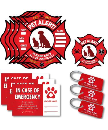 Pet Alert Static Clings key tags wallet wards - FIRE SAFETY ALERT and RESCUE (10 PACK) - Save your pets encase of emergency or danger pets in home for windows doors sign (10 Pack - Fireman) Small Fireman Symbol