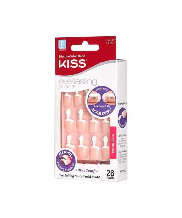 Kiss Everlasting French Nail Manicure Kit, Petite Pink with Flexi-Fit Technology - Chip-Free, Includes Nail Glue, Mini File, Manicure Stick, 28 Fake Nails - 28 Count (Pack of 1) - Buy Online on GoSupps.com