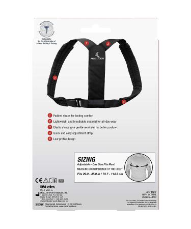 Mueller Posture Corrector for Men and Women | Adjustable Back Brace for Improved Posture and Upper Back Support - Black - Buy Online on GoSupps.com