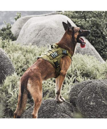 OneTigris Tactical Dog Vest | Service Dog Harness | MOLLE Dog Training Harness 1000D Nylon - XL Ranger Green - Buy Online on GoSupps.com