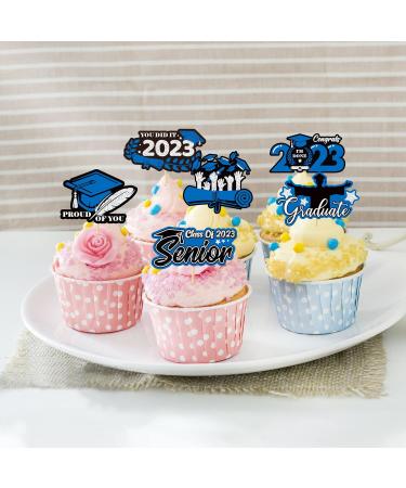 TEICTS Graduation Party Decor 2023 Graduation Party Cupcake Toppers 24 PCS Congrats Grad Cake Toppers Blue and Silver Cupcake Toppers 2023 Graduates Class of 2023 Party Decor (UK-OP-GradCupcakeBlue) - Buy Online on GoSupps.com