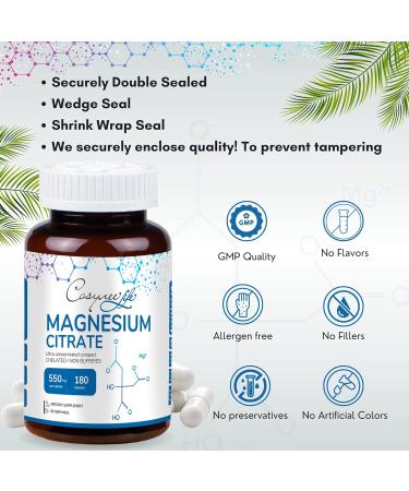 Magnesium Citrate Capsules - 180 Vegan Gluten Free Non-GMO Capsules - Buy Online on GoSupps.com