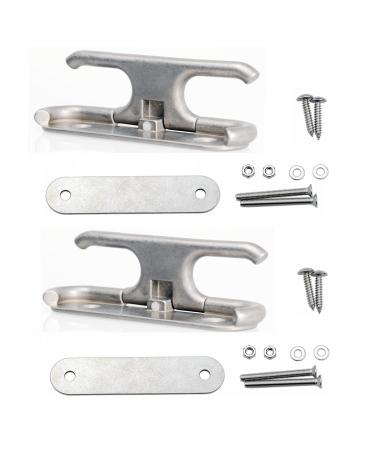 Thorn Boat Folding Cleat Flip Up Dock Cleat Eagle Handle Washed Stainless Steel Color 2pcs 6 inch 2pcs