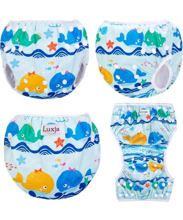 Buy Luxja Reusable Swimming Diapers for Babies (0-3 Years) - Adjustable & Washable - 2 Pack with Whales & Fish Design - International Shipping Available - Buy Online on GoSupps.com
