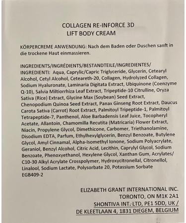 Elizabeth Grant Collagen Re-Inforce 3D-Lift Body Cream 400ml - Firm & Hydrate Skin | International Shipping Available - Buy Online on GoSupps.com