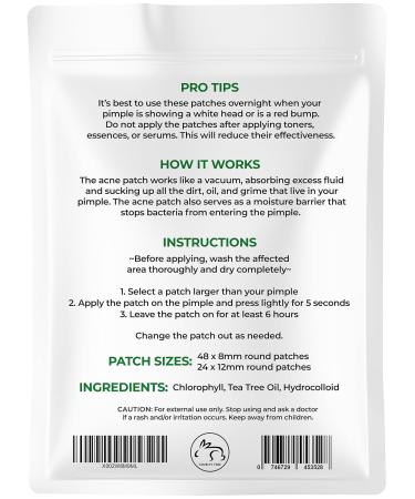 Medical Miracles Acne Healing Patches - Chlorophyll Tea Tree Oil Hydrocolloid - 72 Ultra Healing Face Treatments for Zits Pimples & Blemishes - Buy Online on GoSupps.com