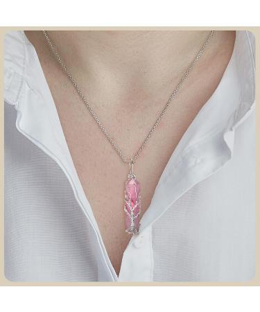 Handcrafted Rose Quartz Double Point Pencil Pendant - Karma Pledge Crystal Necklace for Chakra Healing & Protection - Buy Online on GoSupps.com