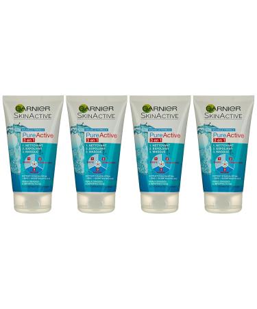 Garnier Pure Active 3-in-1 Facial Cleanser & Peeling Mask - Deep Clean Exfoliate Brighten - International Shipping Available - Buy Online on GoSupps.com
