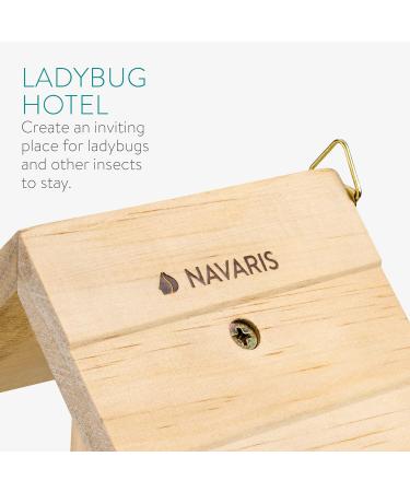 Navaris Wooden Ladybird Habitat - Hanging Ladybug House Shelter for Garden - Handcrafted Pinewood Insect Hotel for Bug Hibernation - Buy Online on GoSupps.com