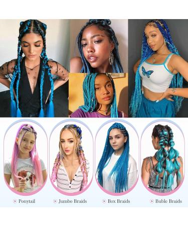 Tess Braids Extensions Blue 60 cm - 5 Pack Jumbo Kanecalon Hair Extensions for Box Braids | 100g Bundle - Buy Online on GoSupps.com