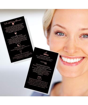 Teeth Whitening Aftercare Cards - Pack of 50 | 2x3.5 inch Double Sided Business Cards | Wallet Size | Black & Rose Gold Glitter - Buy Online on GoSupps.com