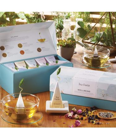 Tea Forte Wellbeing - 20 Pyramid Infusions Box | 5 Teas & Infusions for Wellness | International Shipping Available - Buy Online on GoSupps.com
