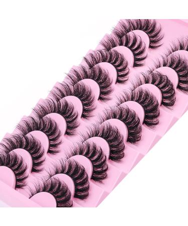 Natural Look 18MM Cat Eye Faux Mink Lashes by Goddvenus - Light, Fluffy, Wispy, Curly, 3D Volume D Curl Fake Lashes for Extension-like Pestanas Postizas Naturales - G-Fluffy Pack - Buy Online on GoSupps.com