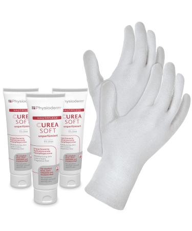 Hygiene VOS - skin care set 3 x curea soft cream unparfored total 300ml for sensitive skin + 1 pair of Texxor cotton jersey gloves for nightly cream application