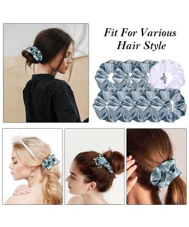 9-Piece Satin Bridesmaid Scrunchies - Bridesmaid Proposal Gift in Light Blue and White - Buy Online on GoSupps.com