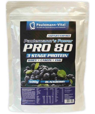 Pro 80 Paulemann-Vital 500g - Blueberry Whey Casein & Egg Protein Supplement for Optimal Health & Fitness - Buy Online on GoSupps.com