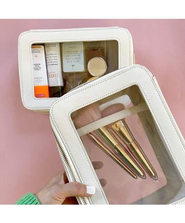 Zoox Clear Cosmetic Bag | Luxurious Jumbo 2-Layer Travel Bag with Viewing Window - Ivory Color - Buy Online on GoSupps.com