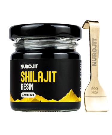 Nurojit Pure Shilajit Resin Himalayan Mineral Complex Lab Tested with Fulvic Acid Natural Resin Extract for Men and Women Vegan Gluten Free Halal Friendly Cruelty Free Daily Use Supplement 40g