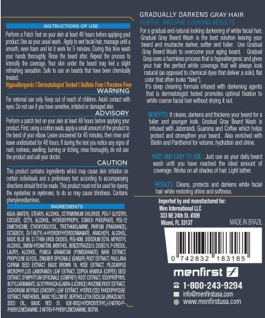 MenFirst Gradual Gray Darkening Beard Wash Shampoo for Men - Reduces White Beard Color - 4.6 oz - Dark Shades - Buy Online on GoSupps.com