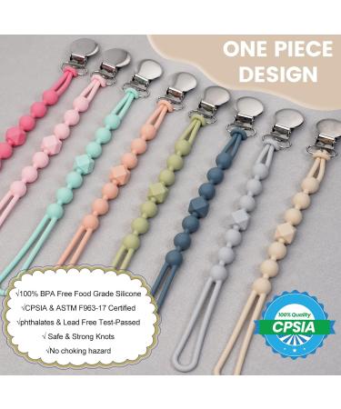LORUIBUI Pacifier Clips for Boys - Silicone Paci Clip Set for Teething Relief - 2 Pack Beige+Grey - Baby Shower or Birthday Gift - Buy Online on GoSupps.com
