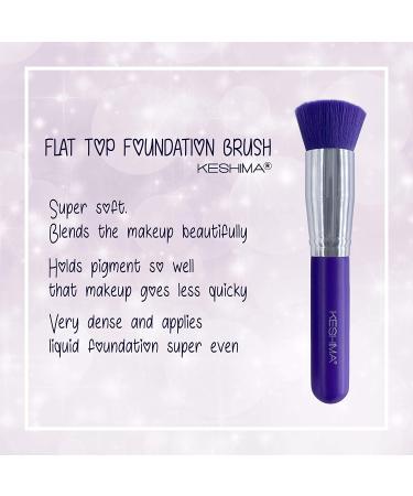 Keshima Flat Top Kabuki Foundation Brush - Premium Makeup Brush for Liquid, Cream, and Powder - Buffing, Blending, and Face Brush in Regular Size Neon Purple - Buy Online on GoSupps.com