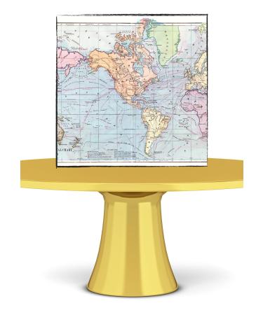WORLD MAP Print A4 Cake Wrap/Cake Ribbon Cake Topper wafer/icing (icing paper)